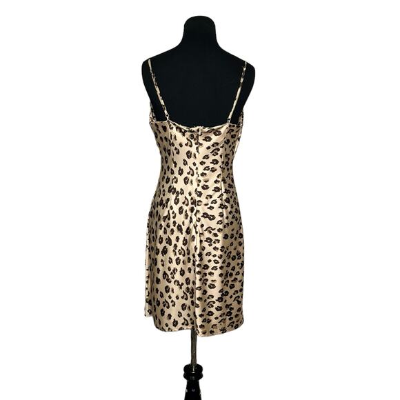Love Tree cream brown animal print sleeveless slip mini dress size M - Picture 2 of 11